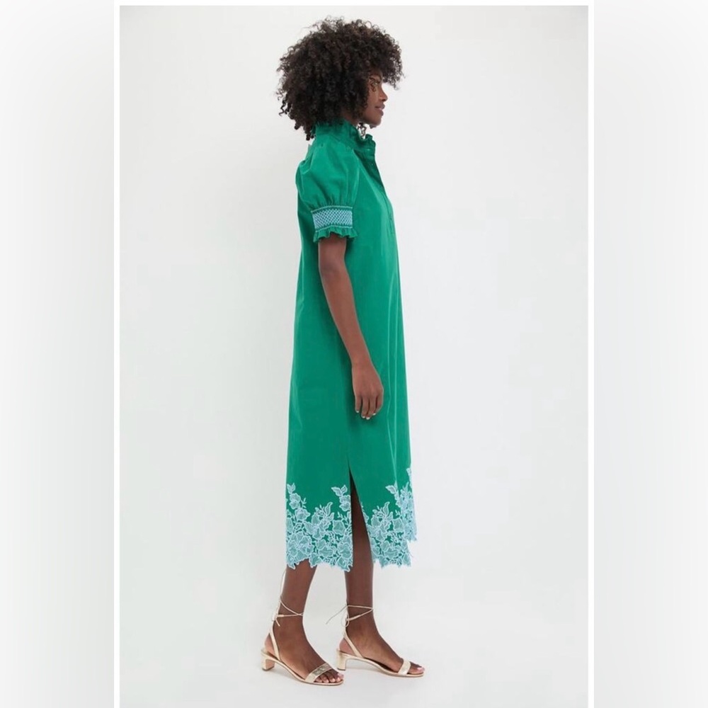 HYACINTH HOUSE Green & Baby Blue Embroidery Eliza Midi Dress
Size S. NWT - Picture 3 of 7